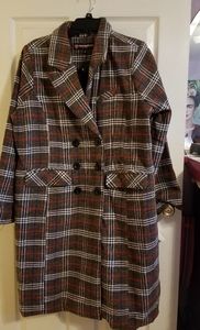 Urban Republic Fleece Plaid Long Trench Coat Size 1X plus size